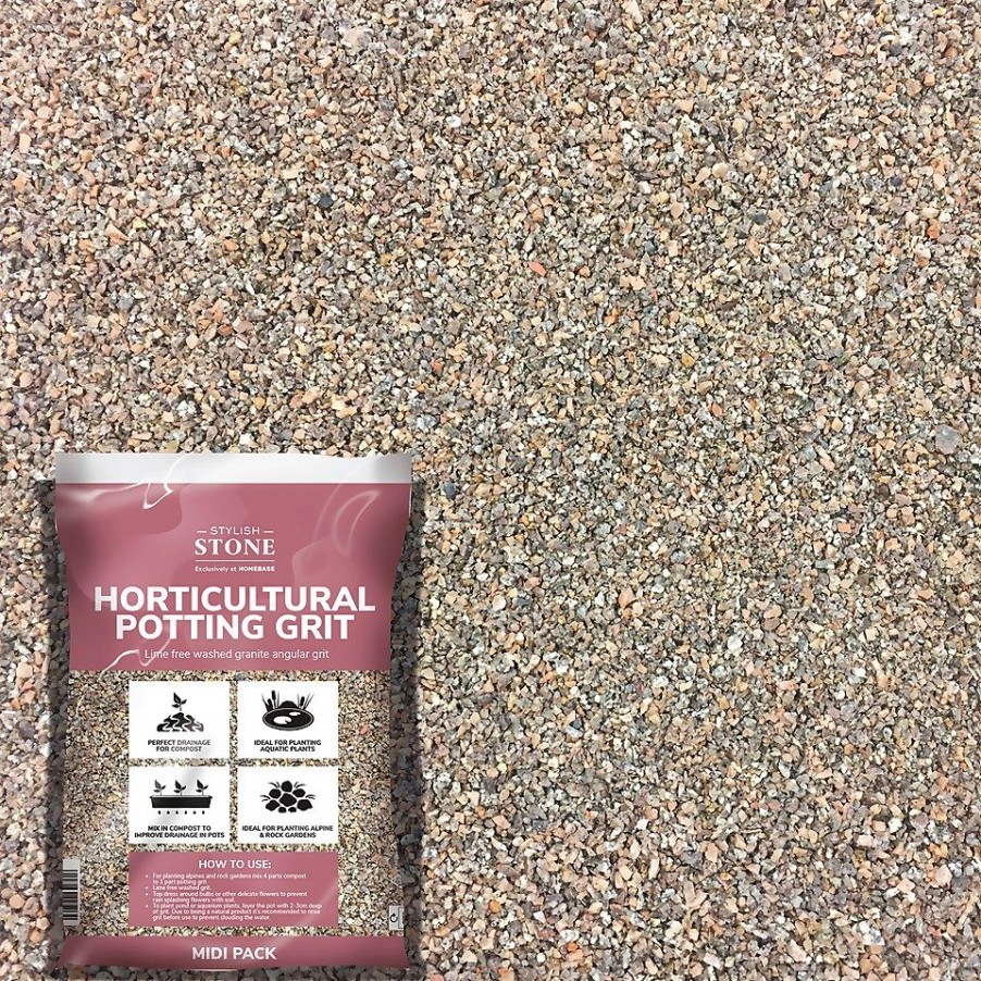 Homebase Decorative Stone, Gravel & Chippings | Stylish Stone Horticultural Potting Grit, Midi Bag - 9Kg