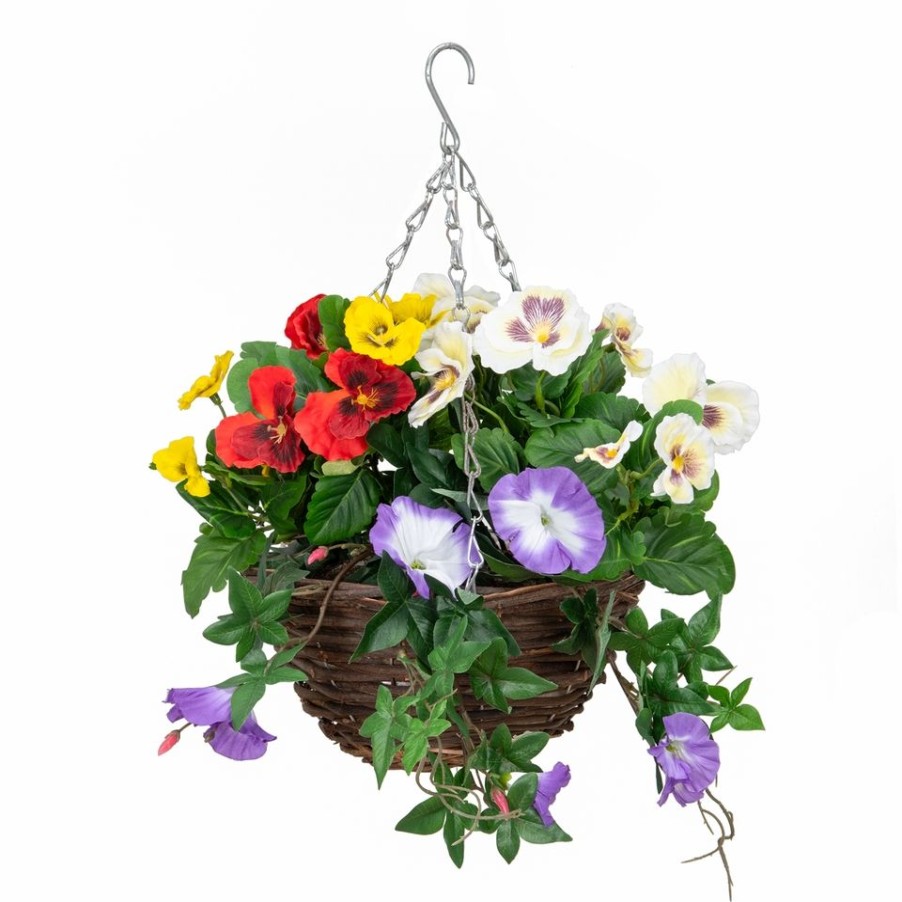 Homebase Artificial Plants | Artificial Pansy, Petunia Or Begonia Assorted Hanging Basket