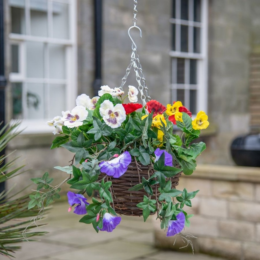 Homebase Artificial Plants | Artificial Pansy, Petunia Or Begonia Assorted Hanging Basket