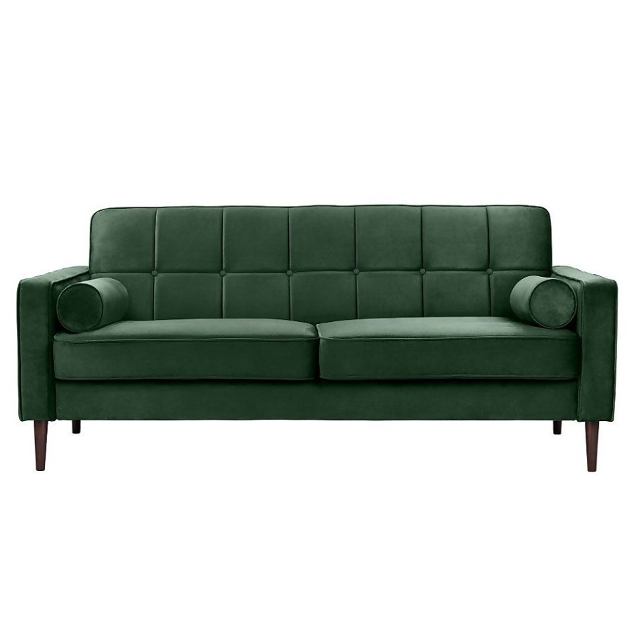 Homebase Sofas And Sofa Beds | Draper Velvet 3 Seater Sofa In A Box - Green