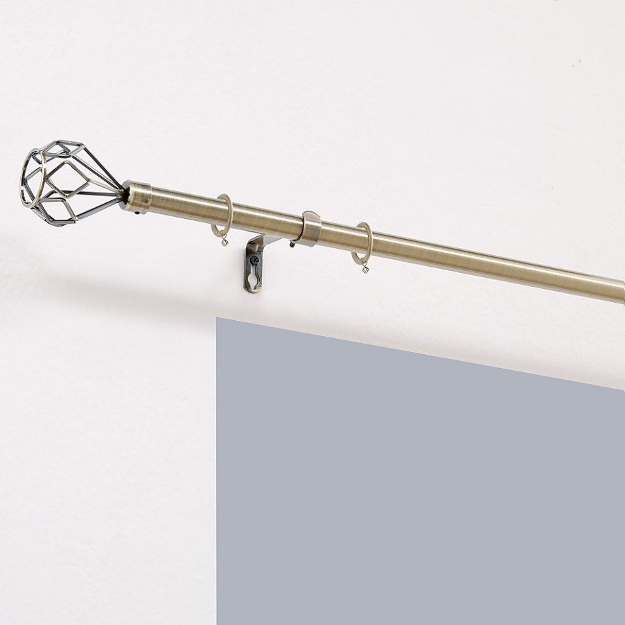 Homebase Curtain Poles & Tracks | Antique Brass Extendable Curtain Pole With Polly Finial - 170-300Cm (Dia 16/19Mm)