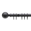 Homebase Curtain Poles & Tracks | Black Metal Curtain Pole With Ball Finial - 240Cm (Dia 28Mm)