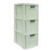 Homebase Storage Containers | Small 3 Drawer Storage Tower - Rattan Effect - Sage Green