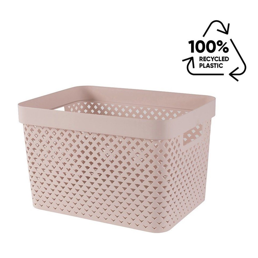 Homebase Storage Containers | Curver Pure Large Recycled Storage Basket - 17L - Pink Clay