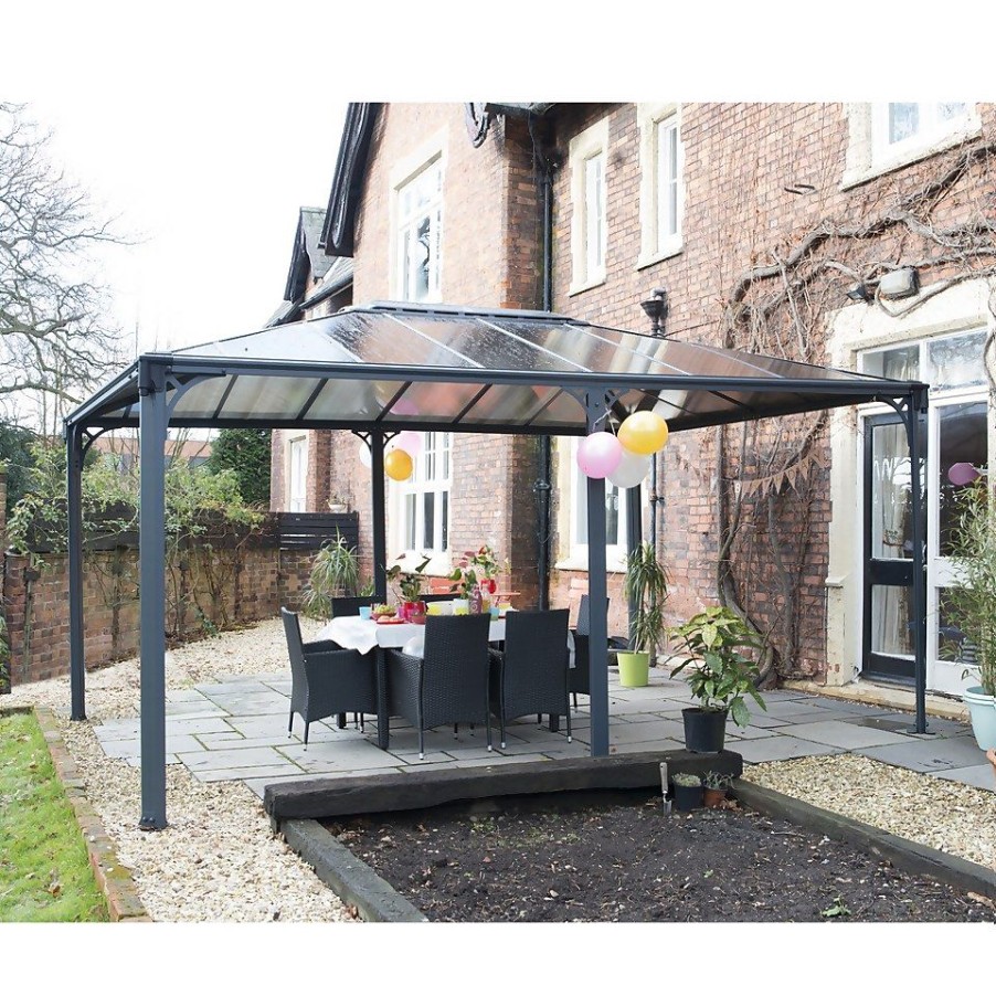 Homebase Gazebos & Marquees | Palram - Canopia Martinique 5000 Garden Gazebo Grey Bronze