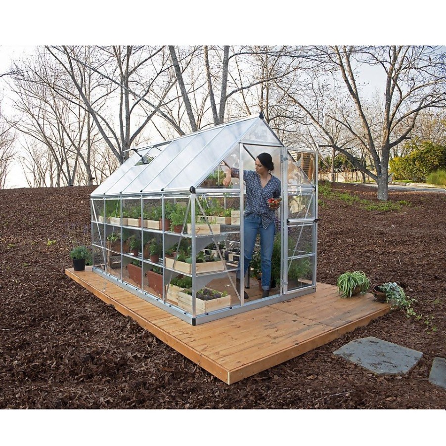 Homebase Greenhouses | Palram Canopia Hybrid 6 X 10Ft Silver Greenhouse