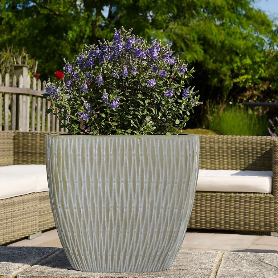 Homebase Plant Pots | House Beautiful Roma Weave Square Pot Sand - 31Cm