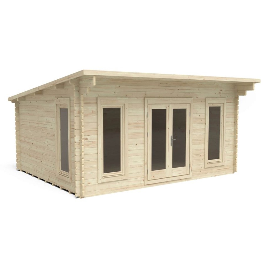 Homebase Garden Buildings | Forest Mendip 5.0M X 4.0M Log Cabin Double Glazed, 34Kg Polyester Felt, Plus Underlay - Installation Included