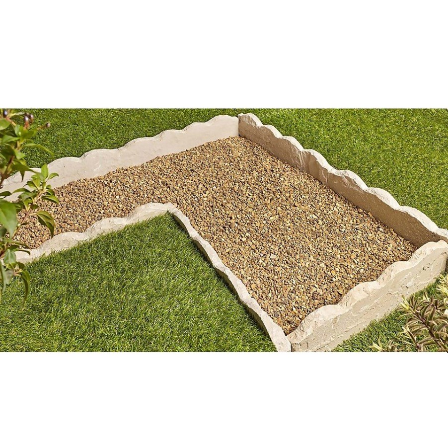 Homebase Lawn & Garden Edging | Stylish Stone Natural Random Scalloped Edging - Eastern Sand (Full Pack)