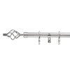 Homebase Curtain Poles & Tracks | Satin Steel Extendable Curtain Pole With Cage Finial- 170-300Cm (Dia 25/28Mm)