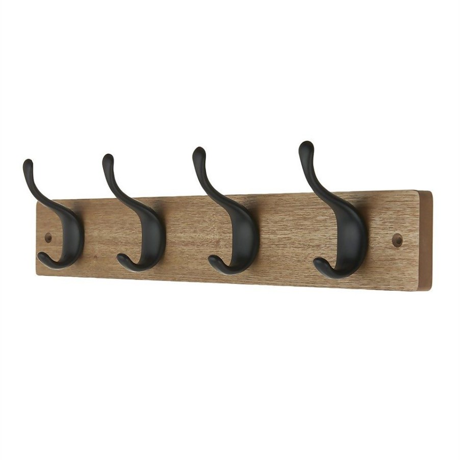 Homebase Hallway Furniture | 4 Black Modern Hook On Ash Board