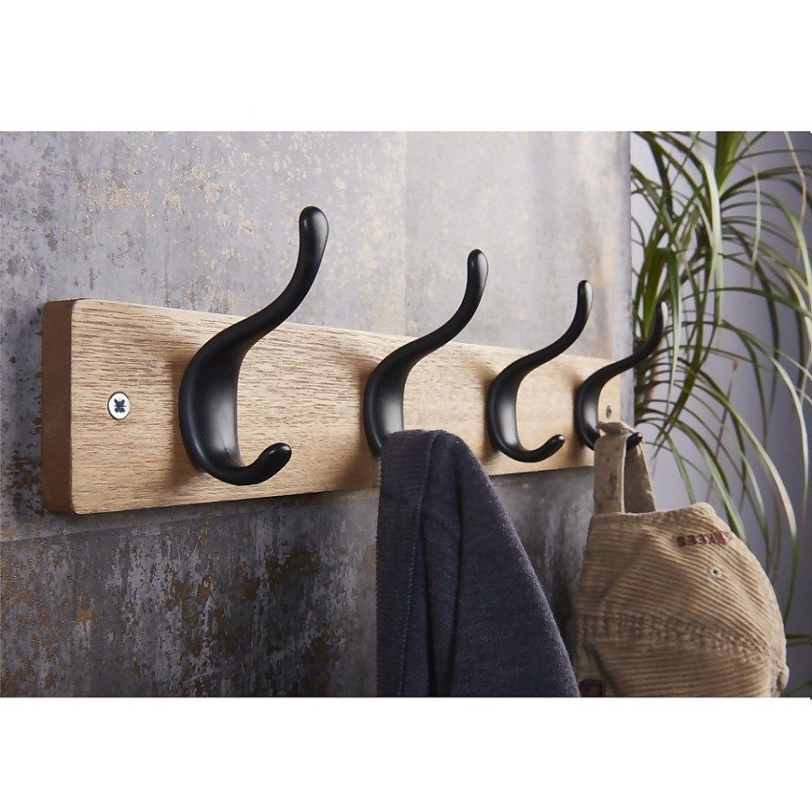 Homebase Hallway Furniture | 4 Black Modern Hook On Ash Board