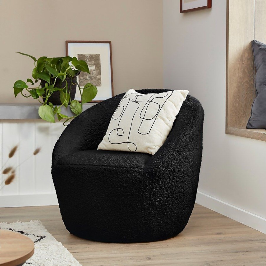 Homebase Chairs | Bernie Boucle Chunky Tub Chair - Black