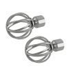 Homebase Curtain Poles & Tracks | Rothley Baroque 25Mm Cage Orb Curtain Pole Finials (Pair) - Polished Silver