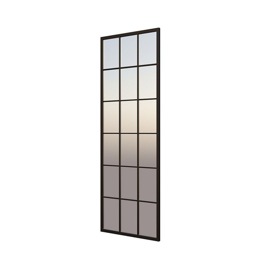 Homebase Mirrors | Black Metal Rectangle Window Pane Leaning Mirror - 150X50Cm