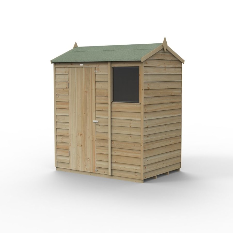 Homebase Garden Sheds | Forest Garden 4Life Reverse Apex Shed 6 X 4Ft - Single Door 1 Window (Including Installation)