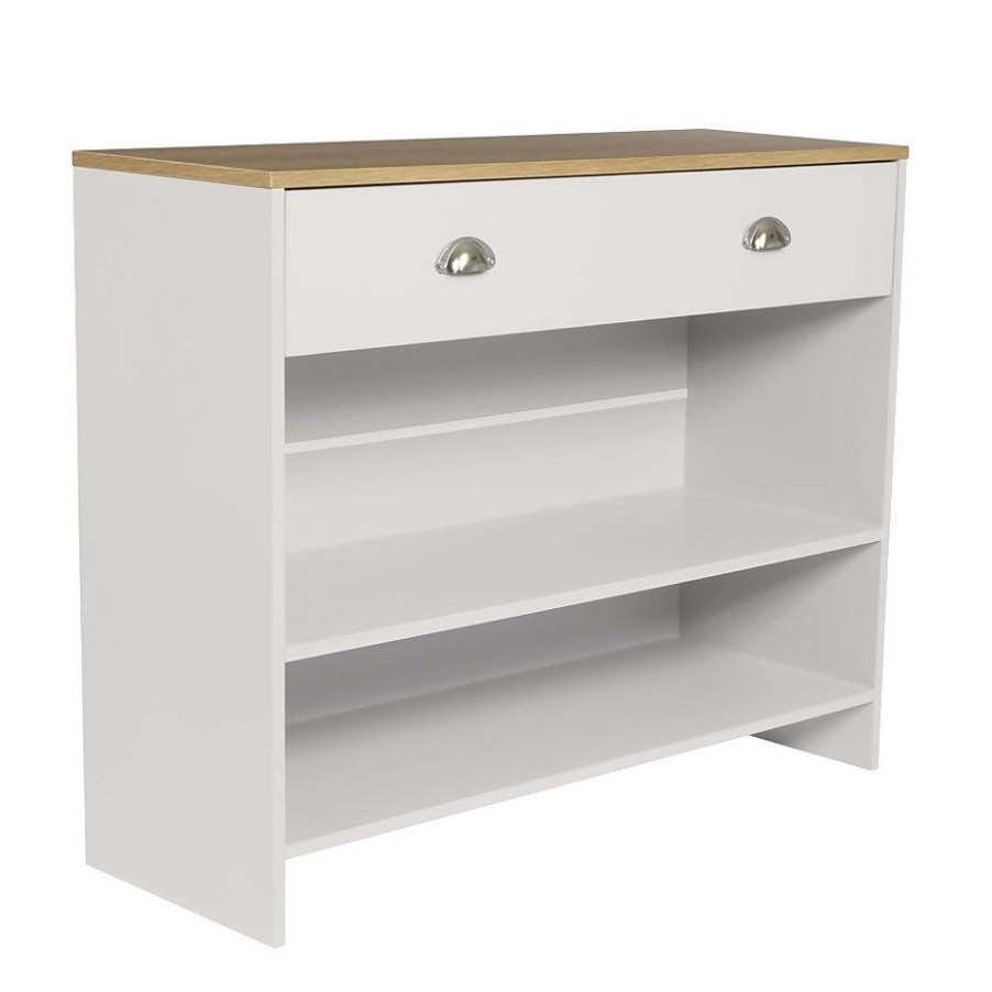 Homebase Hallway Furniture | Barnford Console Table - Cream & Oak