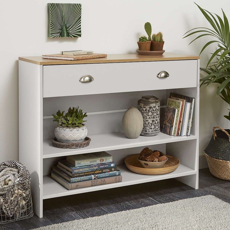 Homebase Hallway Furniture | Barnford Console Table - Cream & Oak