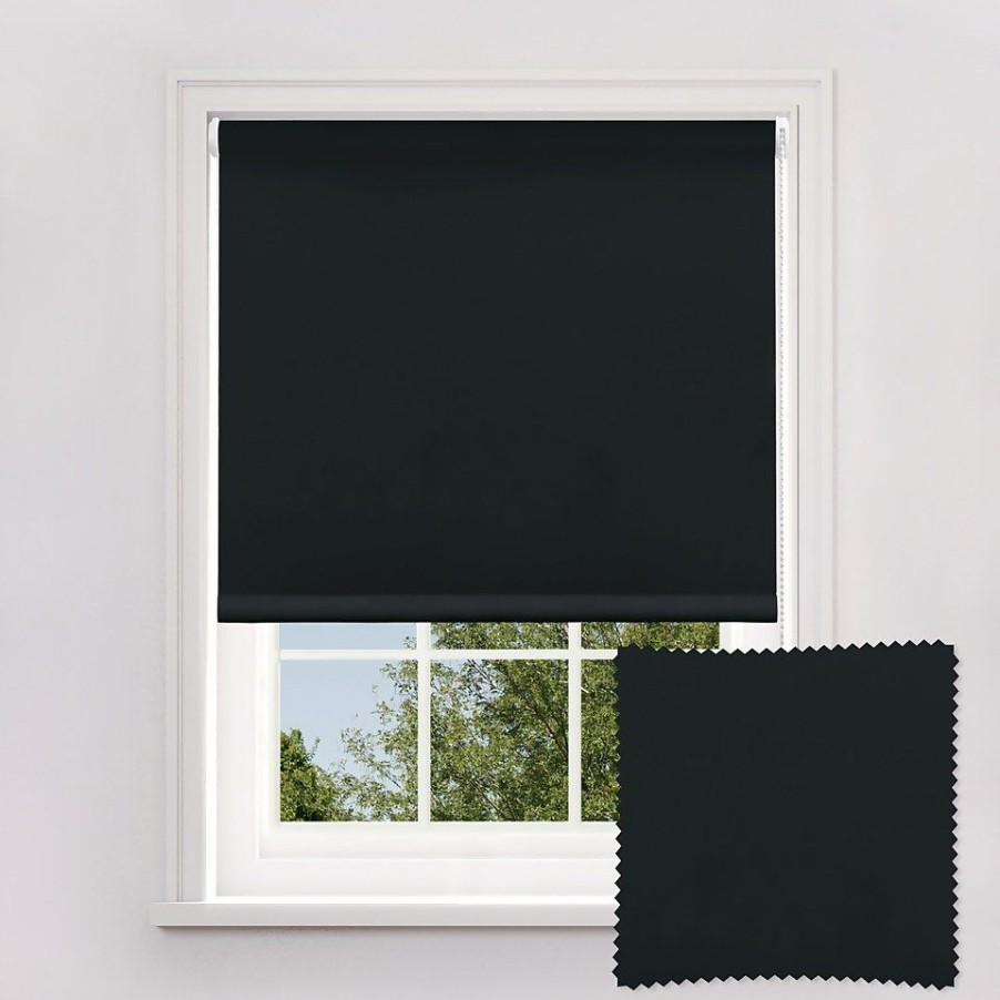 Homebase Storage & Home Deals | Black Blackout Roller Blind - 90Cm