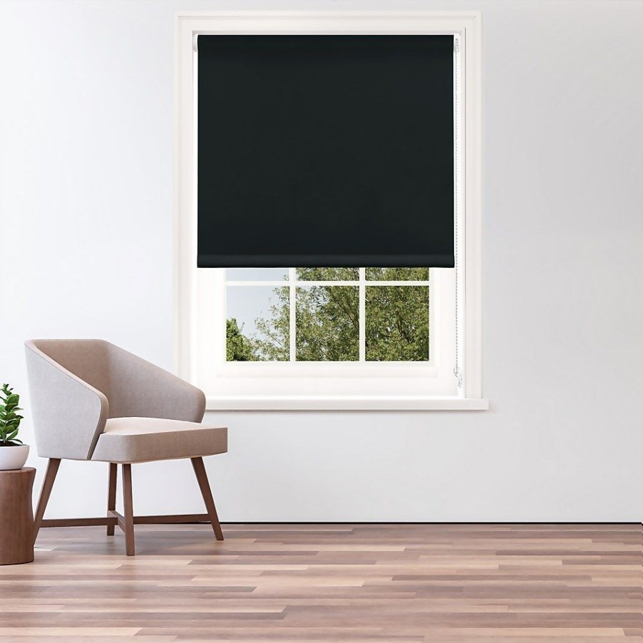 Homebase Storage & Home Deals | Black Blackout Roller Blind - 90Cm