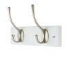 Homebase Hallway Furniture | 2 Victorian Satin Nickel Hooks On White Bloc Board