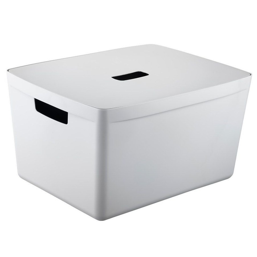 Homebase Storage Containers | Inabox Home Storage Box & Lid - 28L - Windmill White