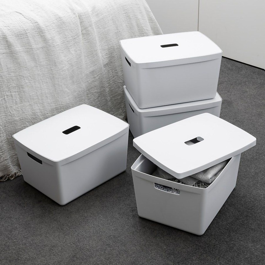 Homebase Storage Containers | Inabox Home Storage Box & Lid - 28L - Windmill White