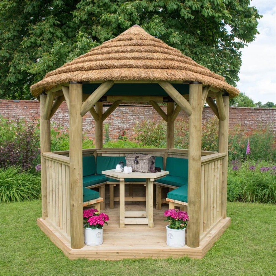 Homebase Gazebos & Marquees | Forest (Installation Included) Thatch Roof Furnished Gazebo - 3M - Green