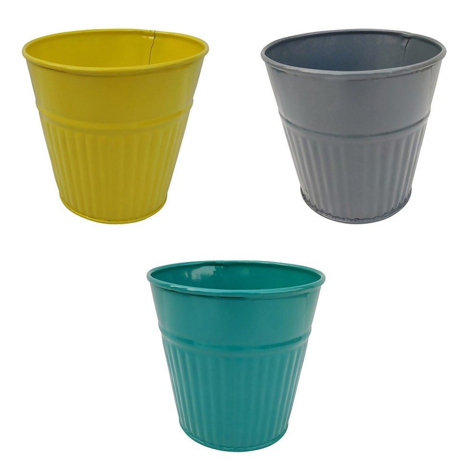 Homebase Plant Pots | Ribbed Planter (3 Colour Mix) - 10Cm