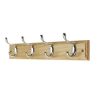 Homebase Hallway Furniture | 4 Coat Polished Chrome Hooks On Pine Stepped Board