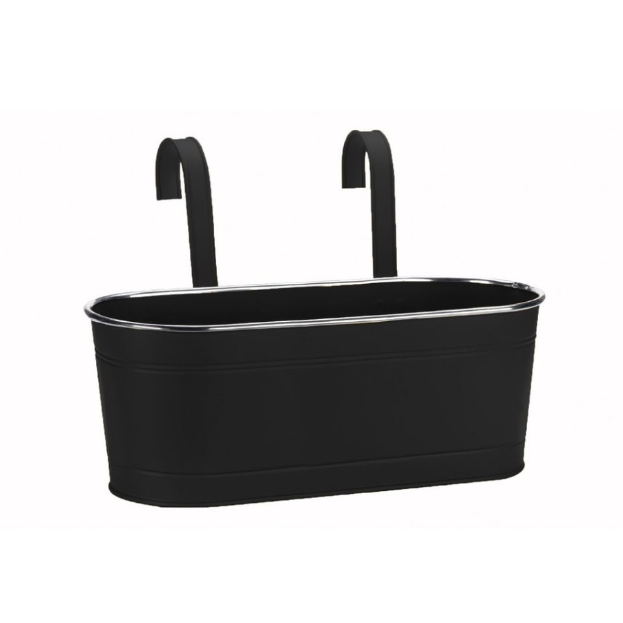 Homebase Plant Pots | 15In Fence & Balcony Hanging Planter - Black