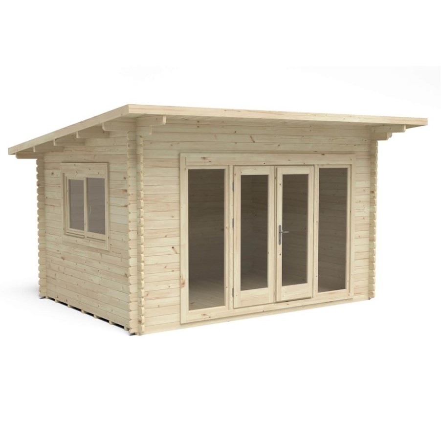 Homebase Garden Buildings | Forest Melbury 4.0M X 3.0M Log Cabin Double Glazed 34Kg Polyester Felt, Plus Underlay - Installation Included