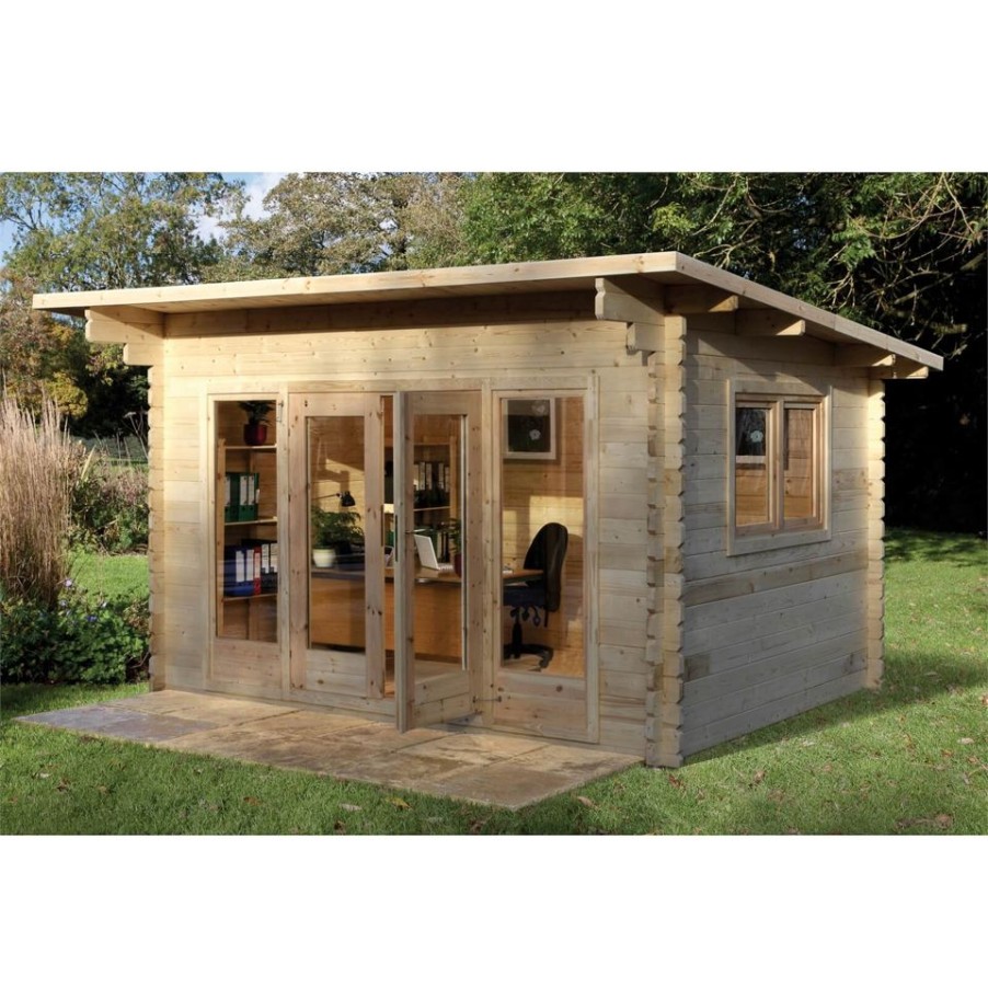 Homebase Garden Buildings | Forest Melbury 4.0M X 3.0M Log Cabin Double Glazed 34Kg Polyester Felt, Plus Underlay - Installation Included