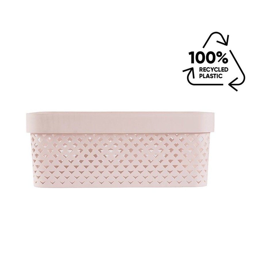 Homebase Storage Containers | Curver Pure Medium Recycled Storage Basket - 11L - Pink Clay