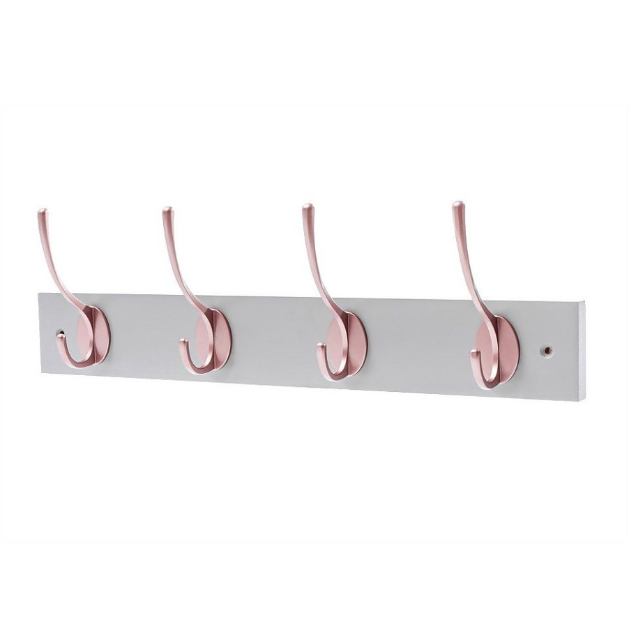 Homebase Hallway Furniture | 4 Victorian Rose Gold Hooks On Dove Bloc Board