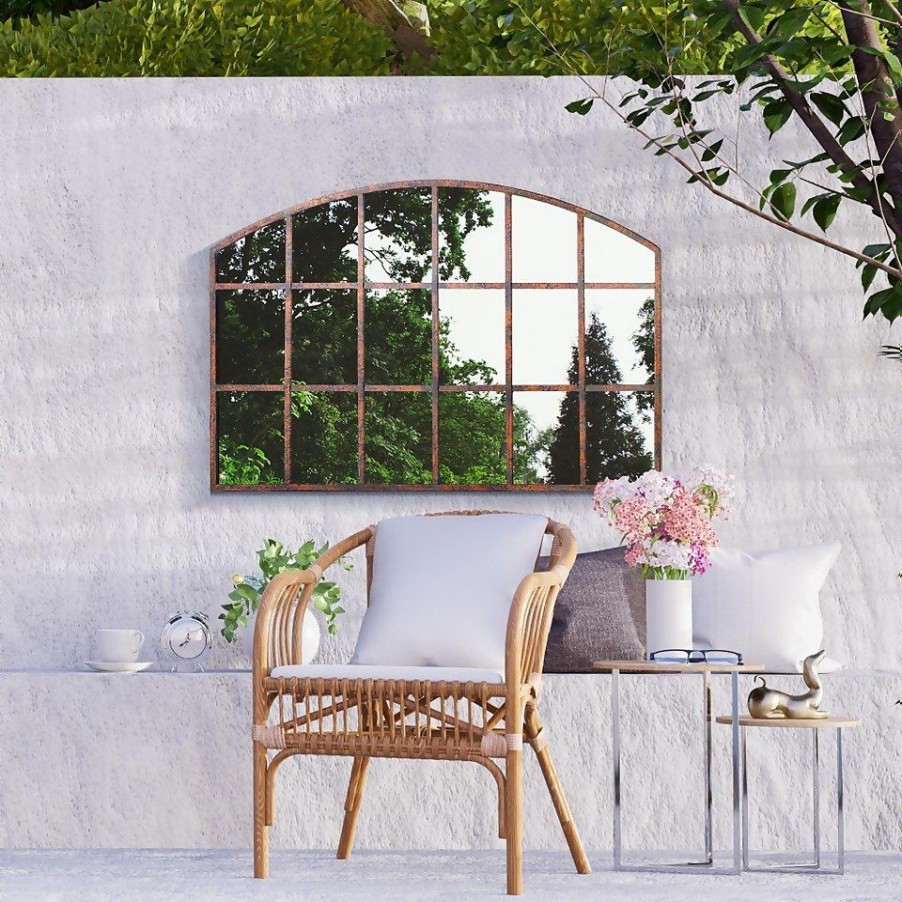 Homebase Mirrors | Mirroroutlet Metal Arched Decorative Window Garden Mirror - 90X56Cm