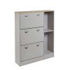 Homebase Hallway Furniture | Barnford Shoe Storage Cabinet - Grey & Oak