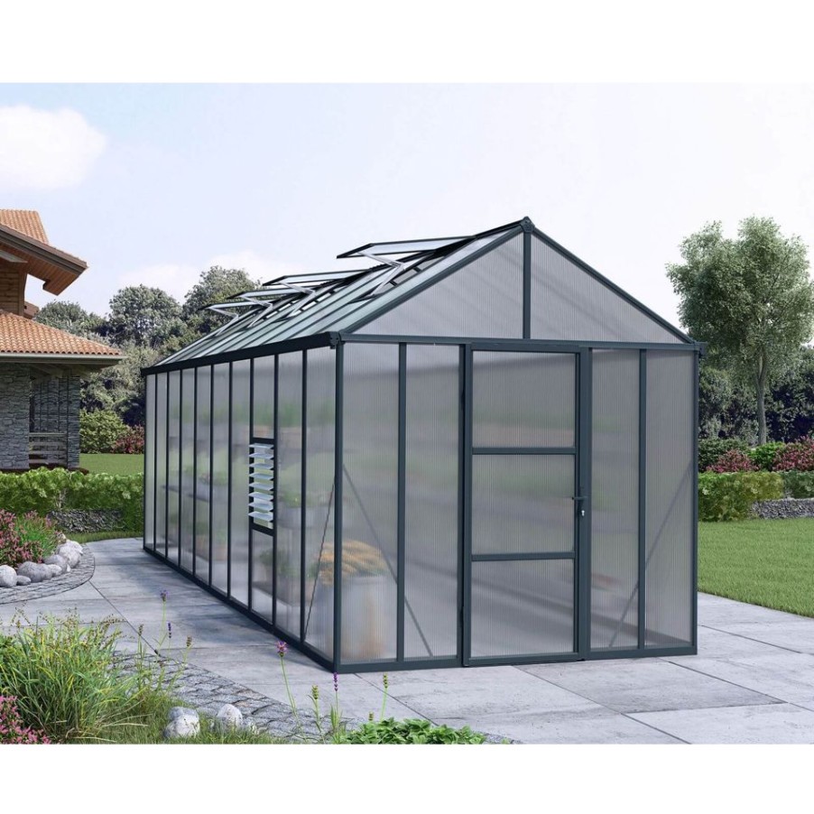 Homebase Greenhouses | Palram - Canopia Glory Greenhouse 8X20 Grey