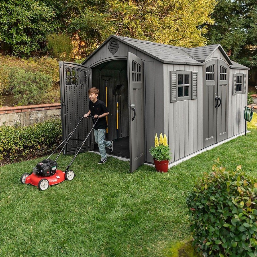 Homebase Garden Sheds | Lifetime 15 X 8Ft Rough Cut Dual Entry Outdoor Storage Shed - Installation Included