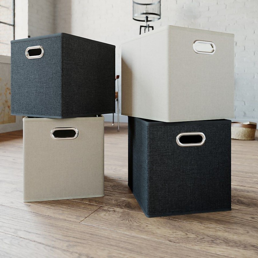 Homebase Cube Storage | Clever Cube Inserts - Set Of 4 - Pepper & Taupe