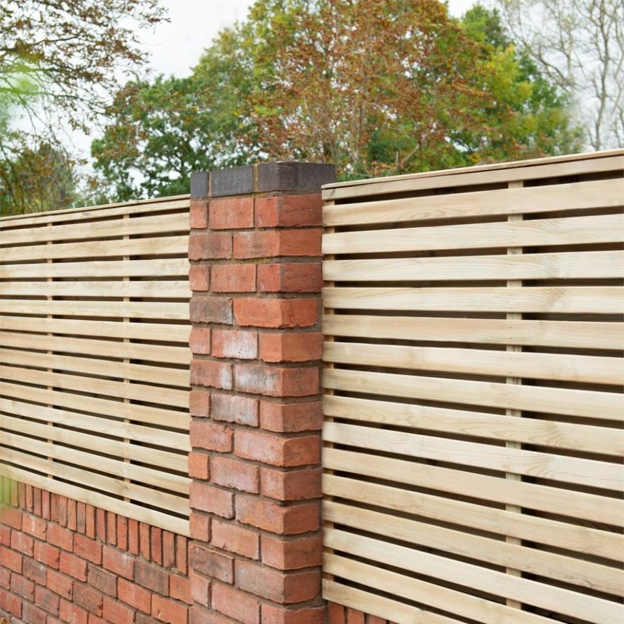 Homebase Garden Fencing | Forest Double Forest Slatted Fence Panel - 3Ft - Pack Of 3