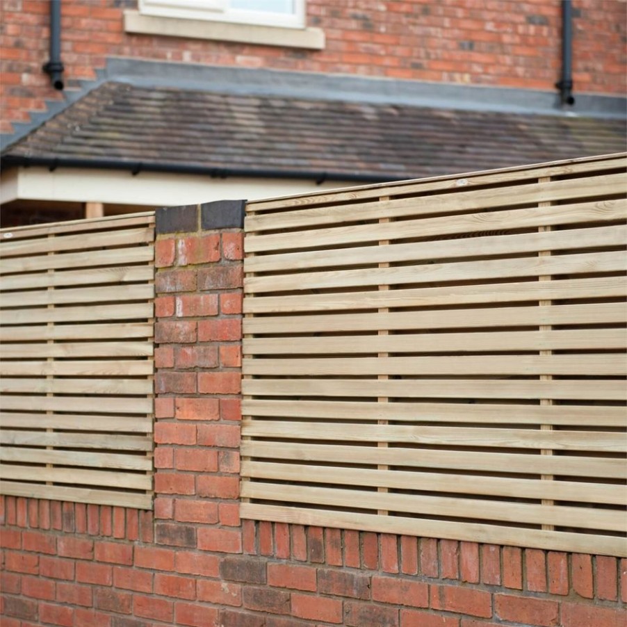 Homebase Garden Fencing | Forest Double Forest Slatted Fence Panel - 3Ft - Pack Of 3