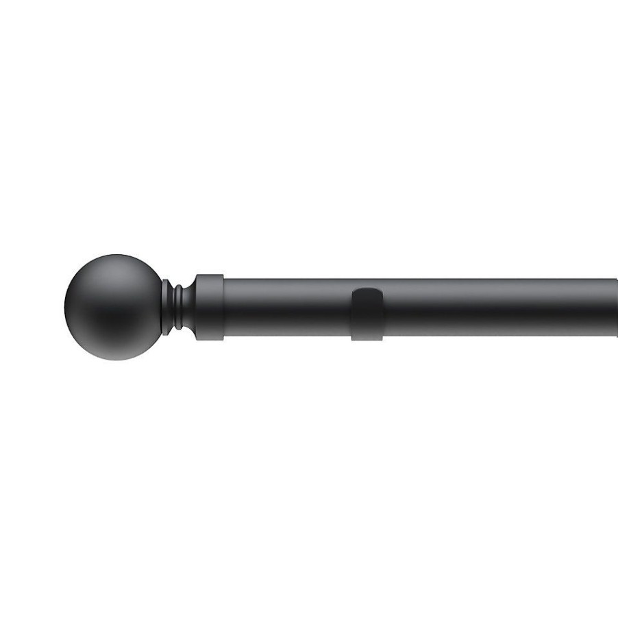 Homebase Curtain Poles & Tracks | Black Fixed Eyelet Curtain Poles With Ball Finial- 180Cm (Dia 28Mm)