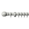 Homebase Curtain Poles & Tracks | Grey Wood Curtain Pole With Ball Finial - 120Cm (Dia 28Mm)