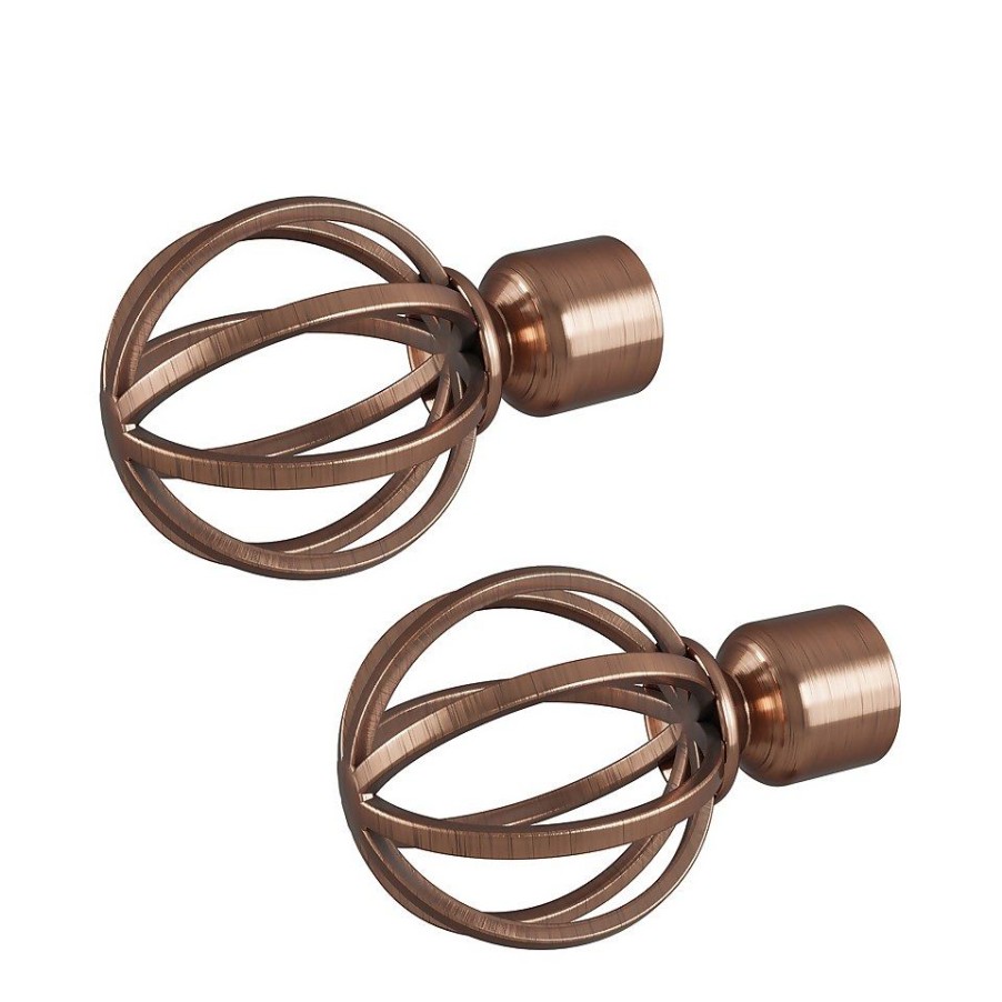 Homebase Curtain Poles & Tracks | Rothley Baroque 25Mm Cage Orb Curtain Pole Finials (Pair) - Antique Copper