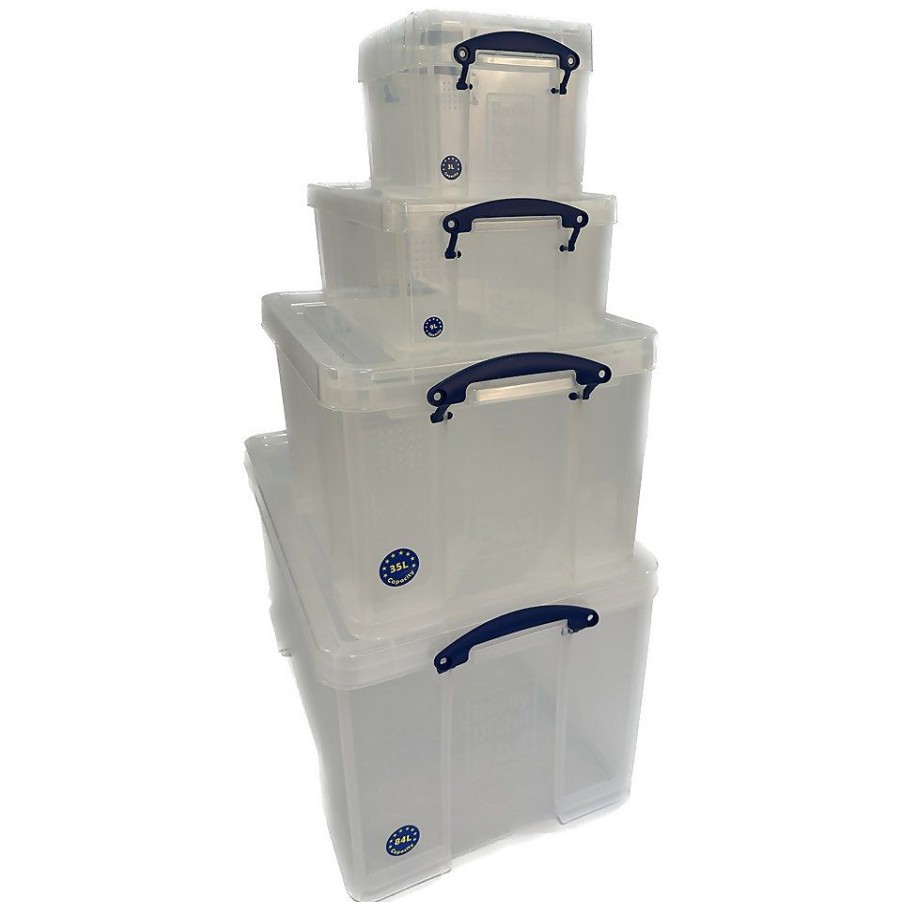 Homebase Storage Containers | Really Useful Storage Boxes 4 Piece Bonus Pack - 3L, 9L, 35L & 84L