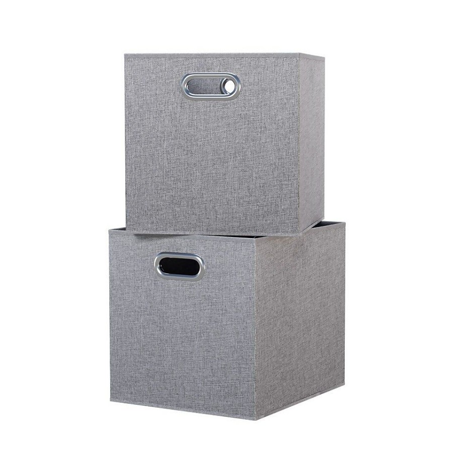 Homebase Cube Storage | Clever Cube Fabric Insert - Set Of 2 - Woven Silver