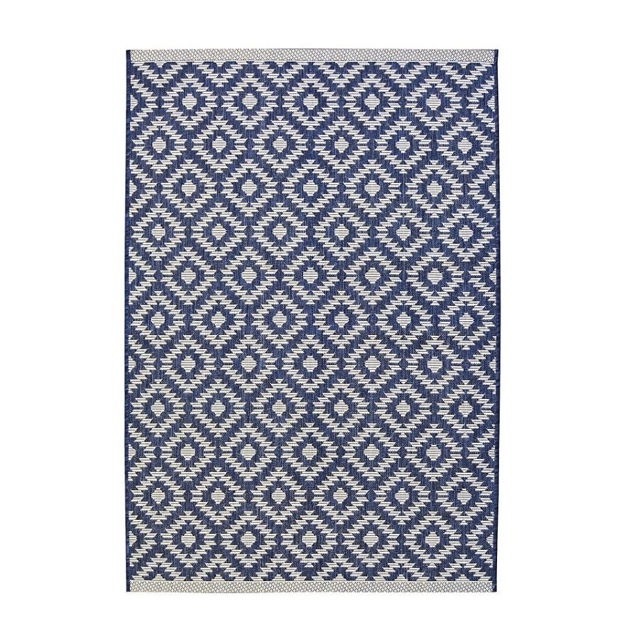 Homebase Garden Furniture Accessories | Indoor Outdoor Geo Rug - Navy - 160X230Cm