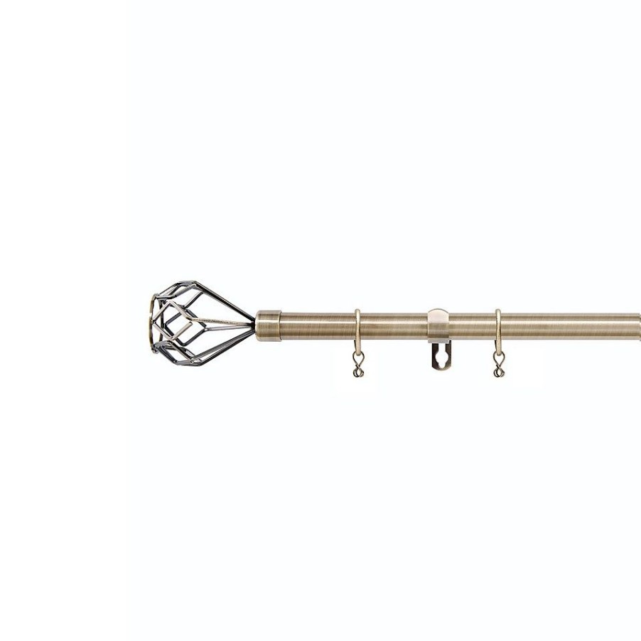 Homebase Curtain Poles & Tracks | Antique Brass Extendable Curtain Pole With Polly Finial - 120-210Cm (Dia 16/19Mm)