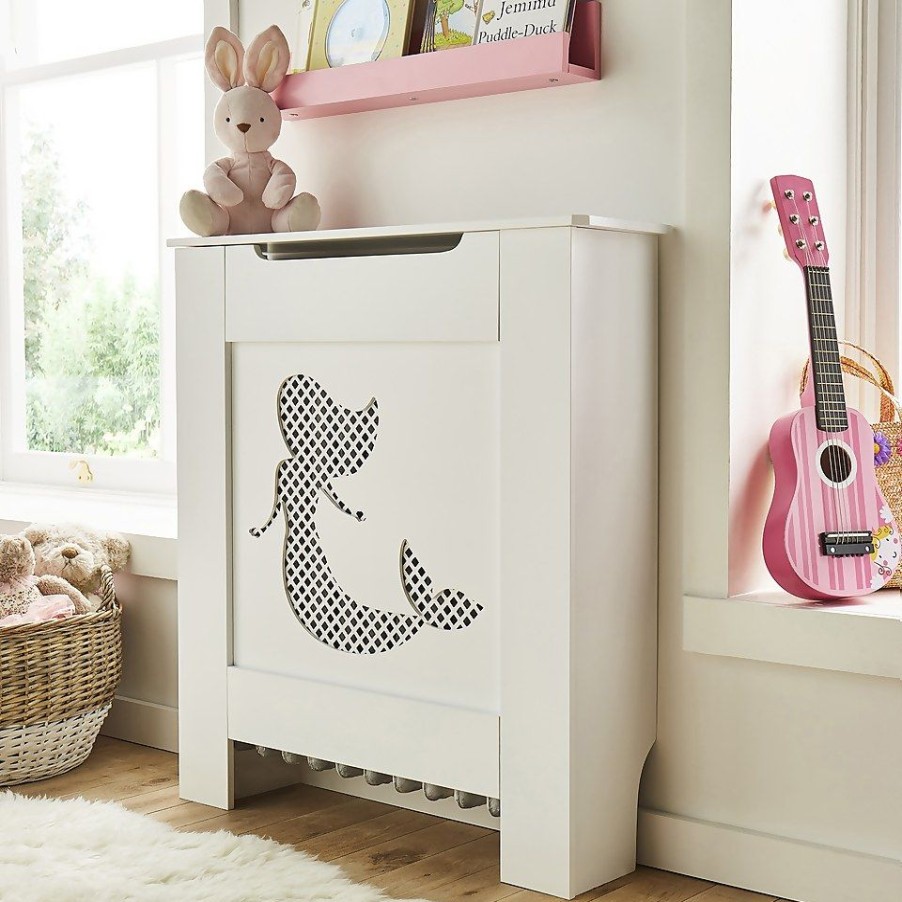 Homebase Hallway Furniture | Children'S Radiator Cover With Mermaid Design In White